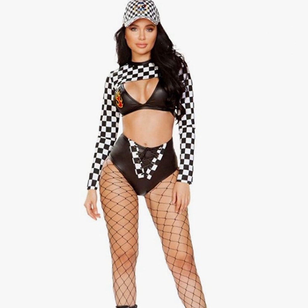 Sexy halloween costume Rave fix 3 piece sassy racer costume (Small)